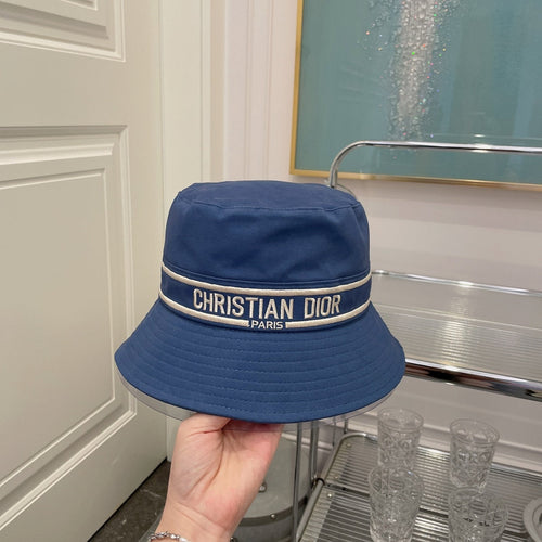 Christian Dior embroidered webbing bucket hat blue