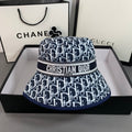 Christian Dior embroidered webbing bucket hat blue and white