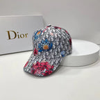 Christian Dior floral embroidered baseball cap gray