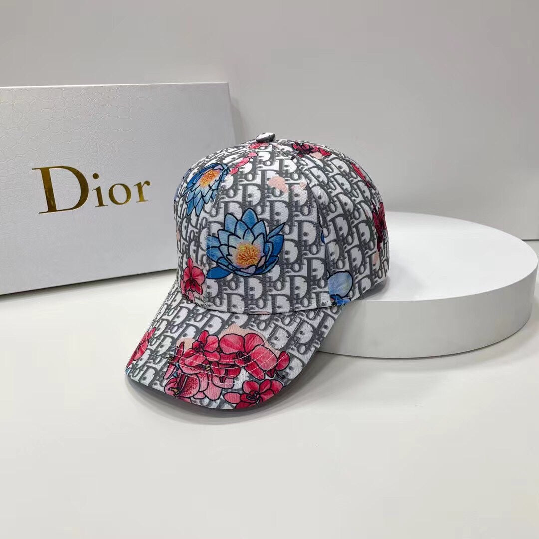 Christian Dior floral embroidered baseball cap gray