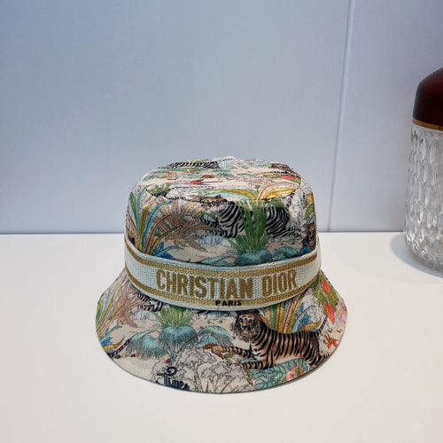 Christian Dior jungle tiger bucket hat front view