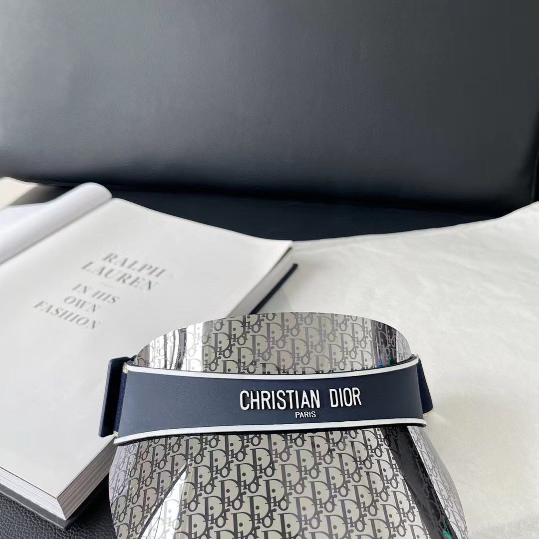 Christian Dior resin mirror sun visor blue close up
