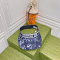 Christian Dior ribbon straw visor hat navy