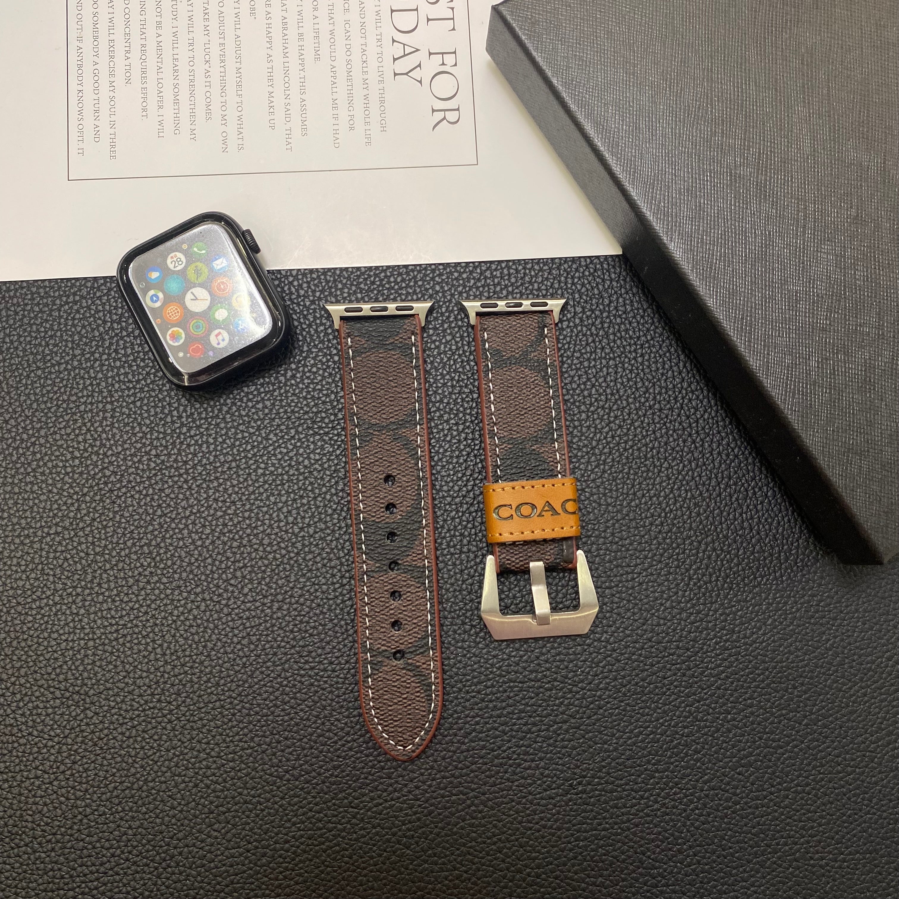 Coach brown Leather Apple Watch Strap