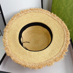 Diamond LOGO broken edge straw hat