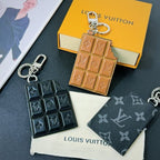 Damier Leather Keychain