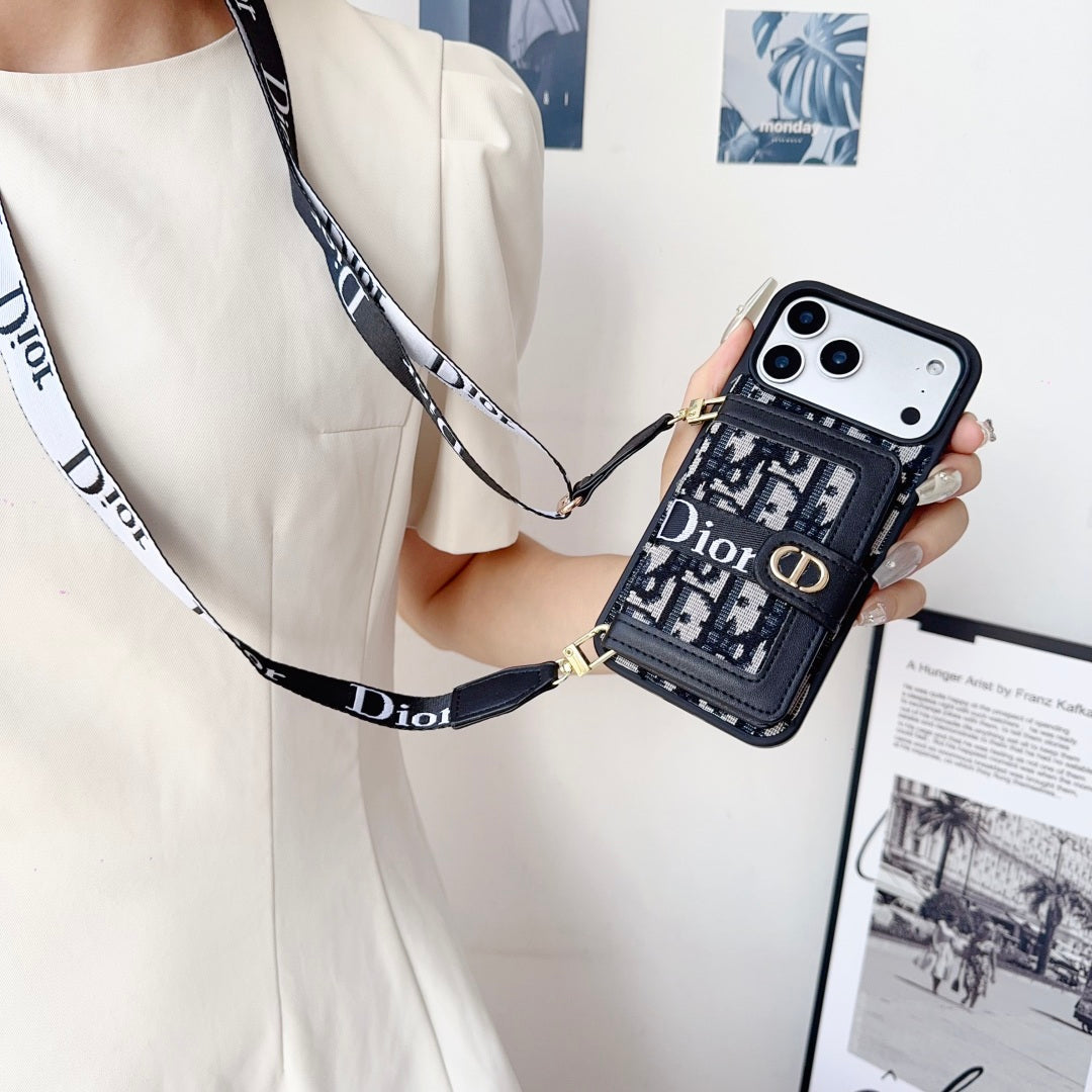 Dior card wallet phone case back view for iPhone 17 Pro Max