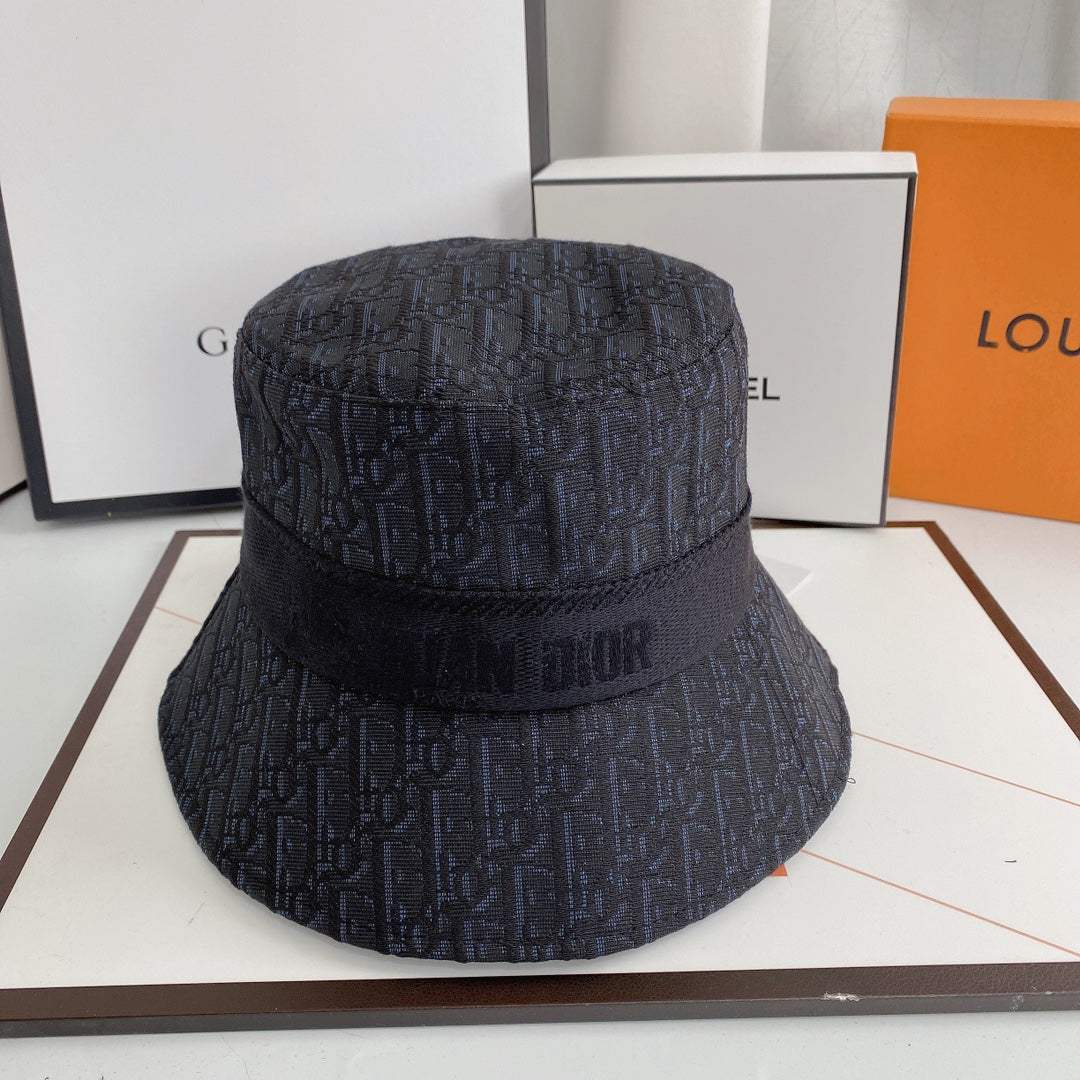 Dior designer bucket hat classic black front view