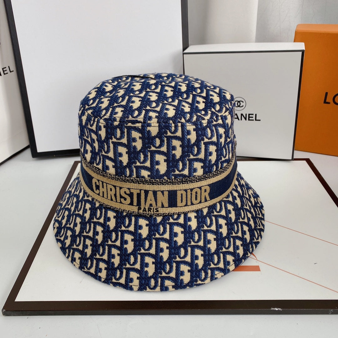 Dior logo bucket hat midnight blue front view