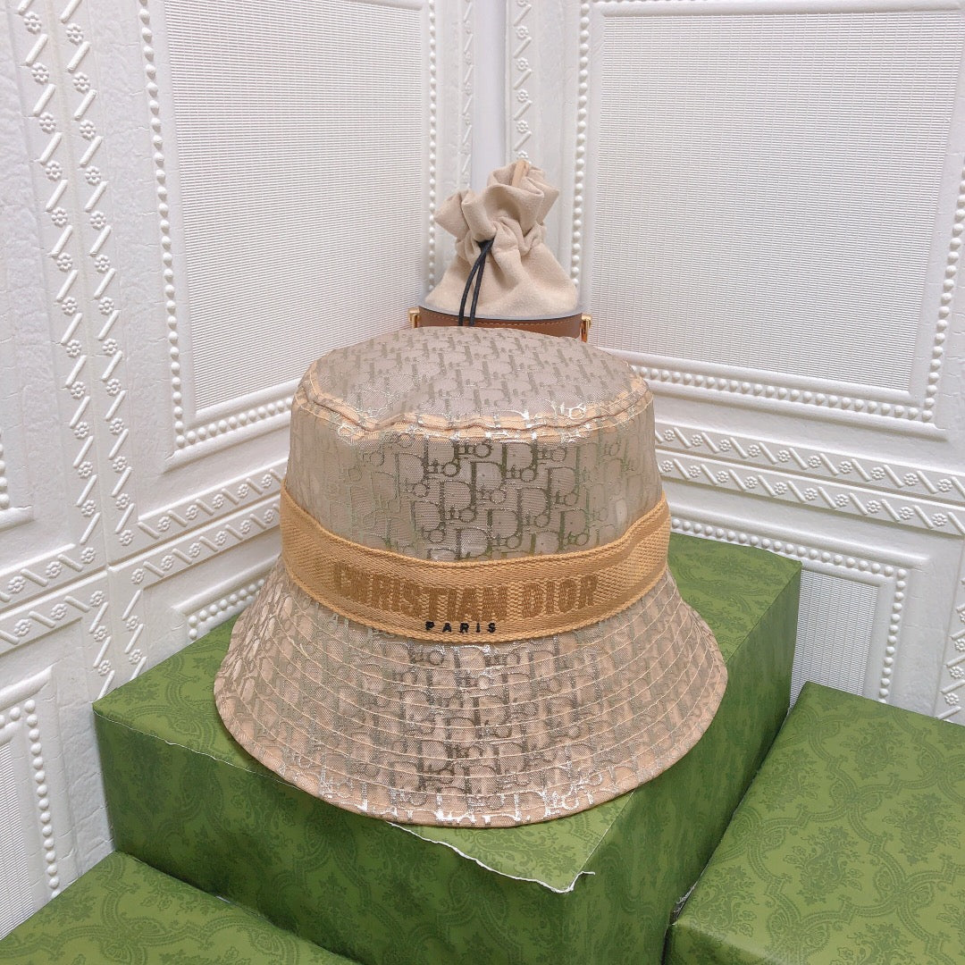 Dior luxury organza bucket hat champagne beige