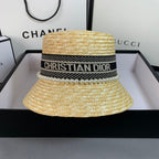 Dior summer straw hat side view