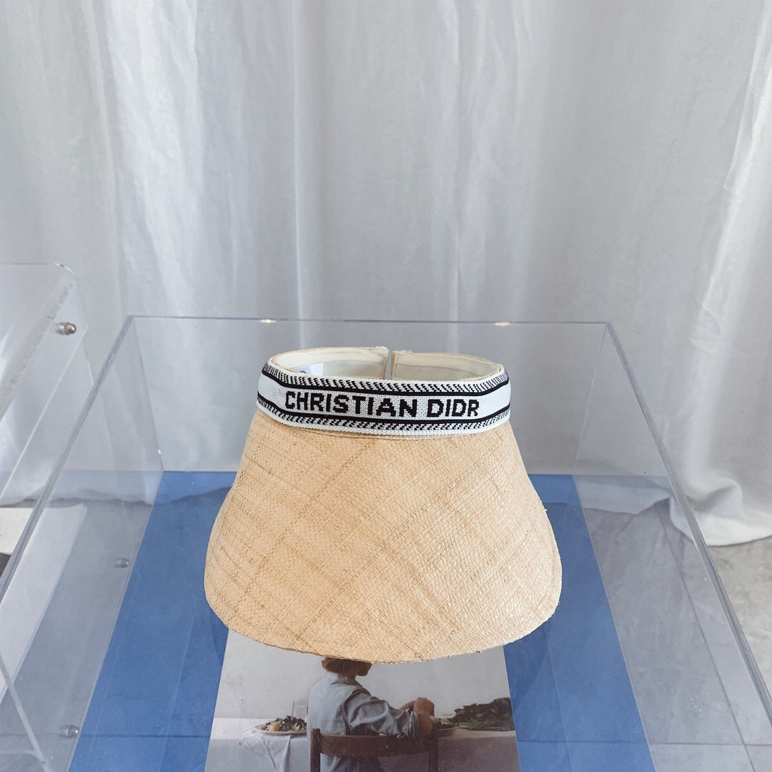 Dior woven raffia visor