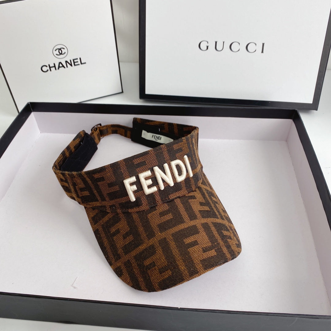 FENDI Logo Embroidered Cotton Sun Visor front view