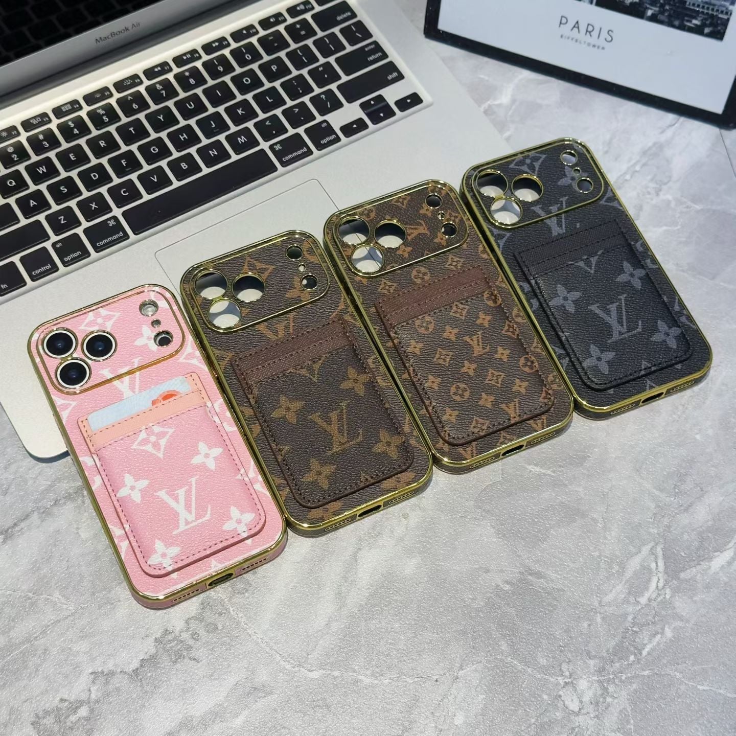 Fashion LV iPhone 17 Pro card holder case