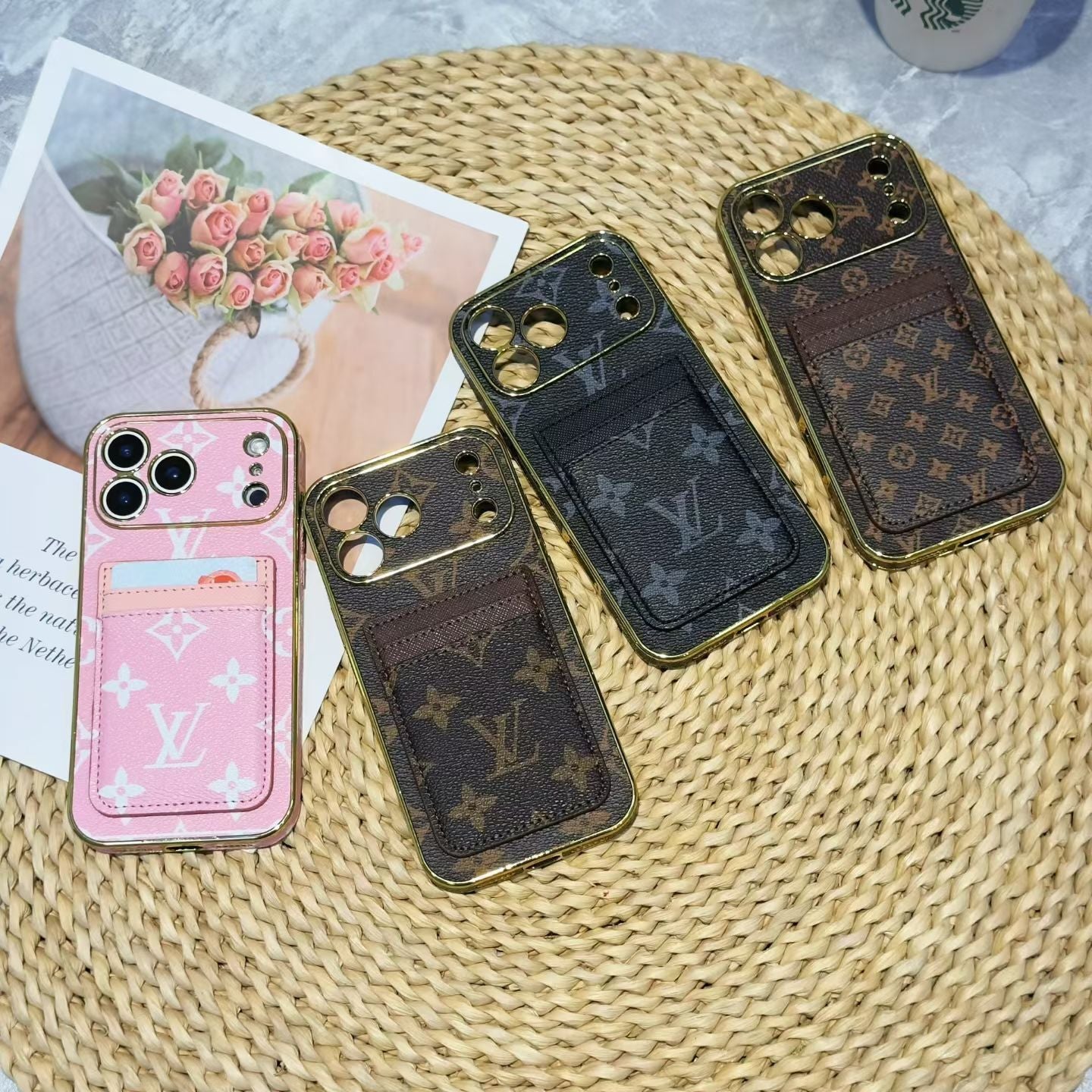 Fashion LV iPhone 17 Pro card holder case