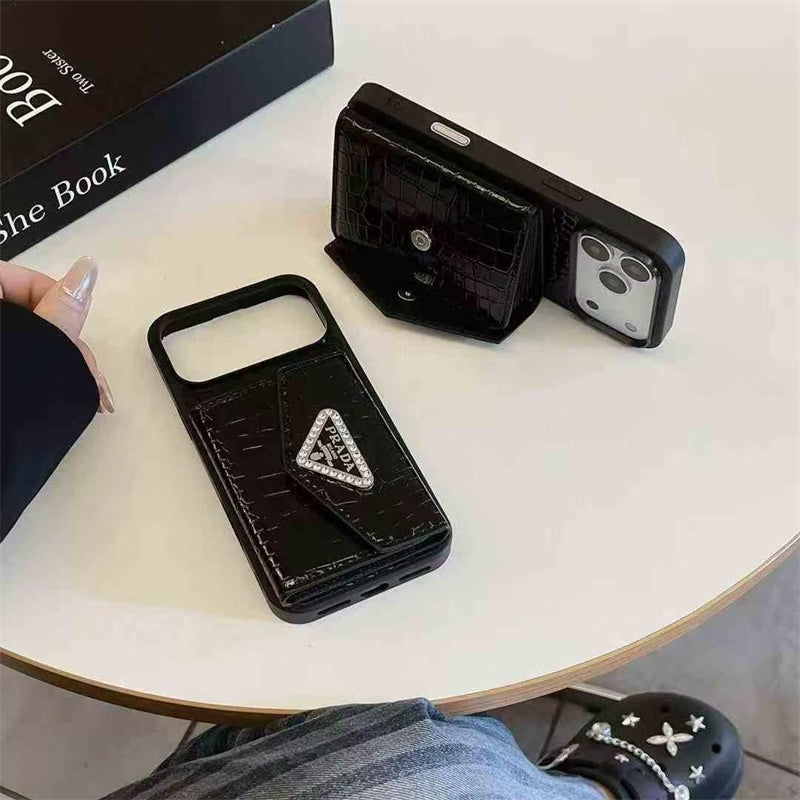Prada iPhone 18 Pro Card Holder Case – Luxury Wallet Cover | MISK