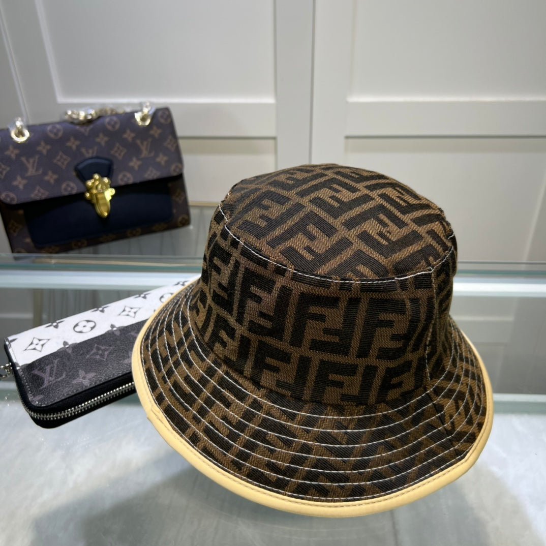 Fendi FF monogram bucket hat yellow edge