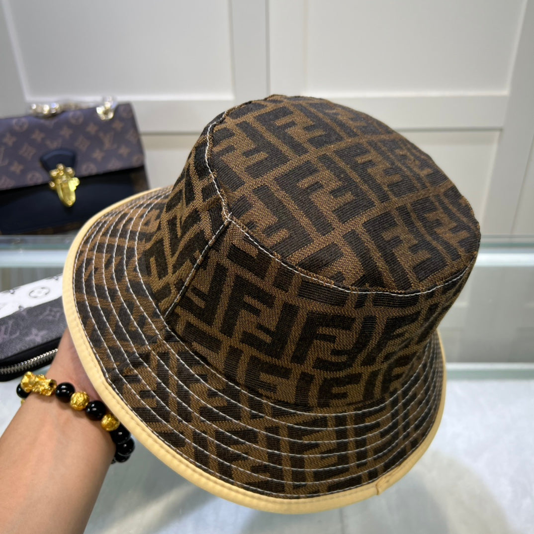 Fendi FF monogram bucket hat yellow edge