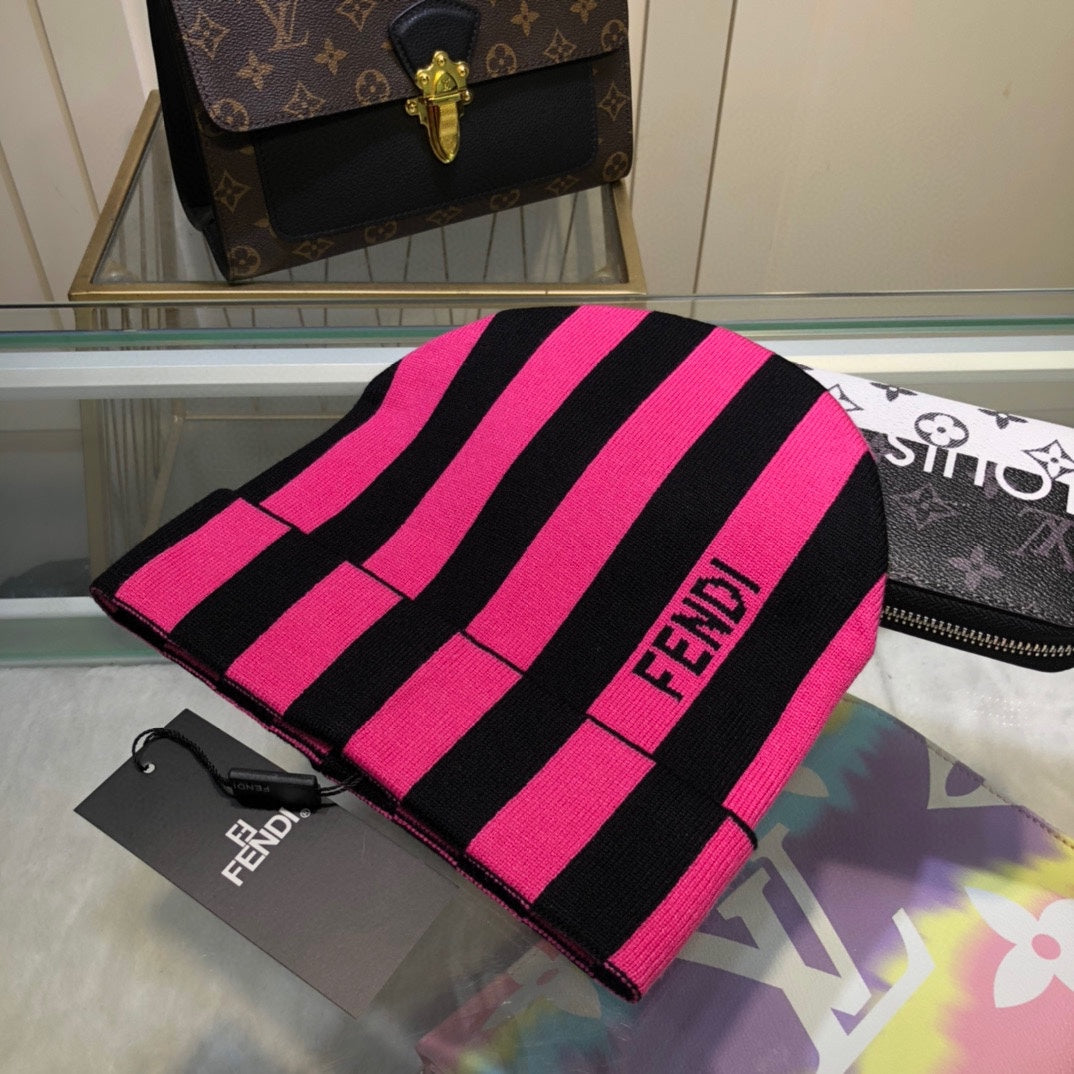 Fendi striped cashmere knit beanie