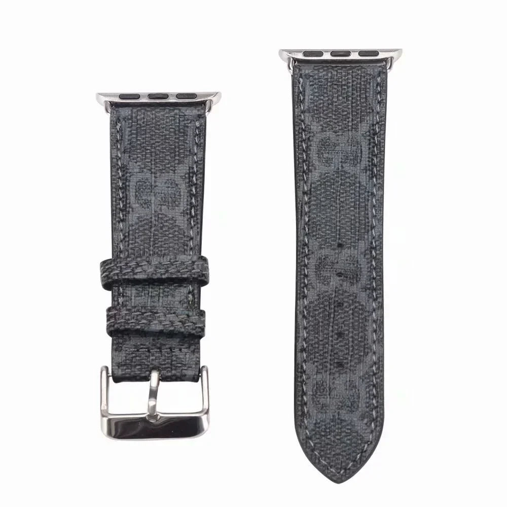 GG Leather Apple Watch Strap Black