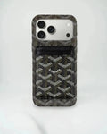 Black Goyard iPhone 17 Pro Max MagSafe Case with Cardholder, Goyard Pattern - NUVALOVA