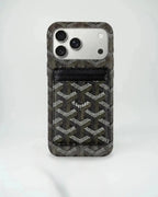 White Goyard iPhone 17 Pro Max MagSafe Case with Cardholder, Goyard Pattern - NUVALOVA