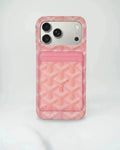 Pink Goyard iPhone 17 Pro Max MagSafe Case with Cardholder, Goyard Pattern - NUVALOVA