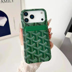White Goyard iPhone 17 Pro Max MagSafe Case with Cardholder, Goyard Pattern - NUVALOVA