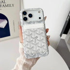 White Goyard iPhone 17 Pro Max MagSafe Case with Cardholder, Goyard Pattern - NUVALOVA