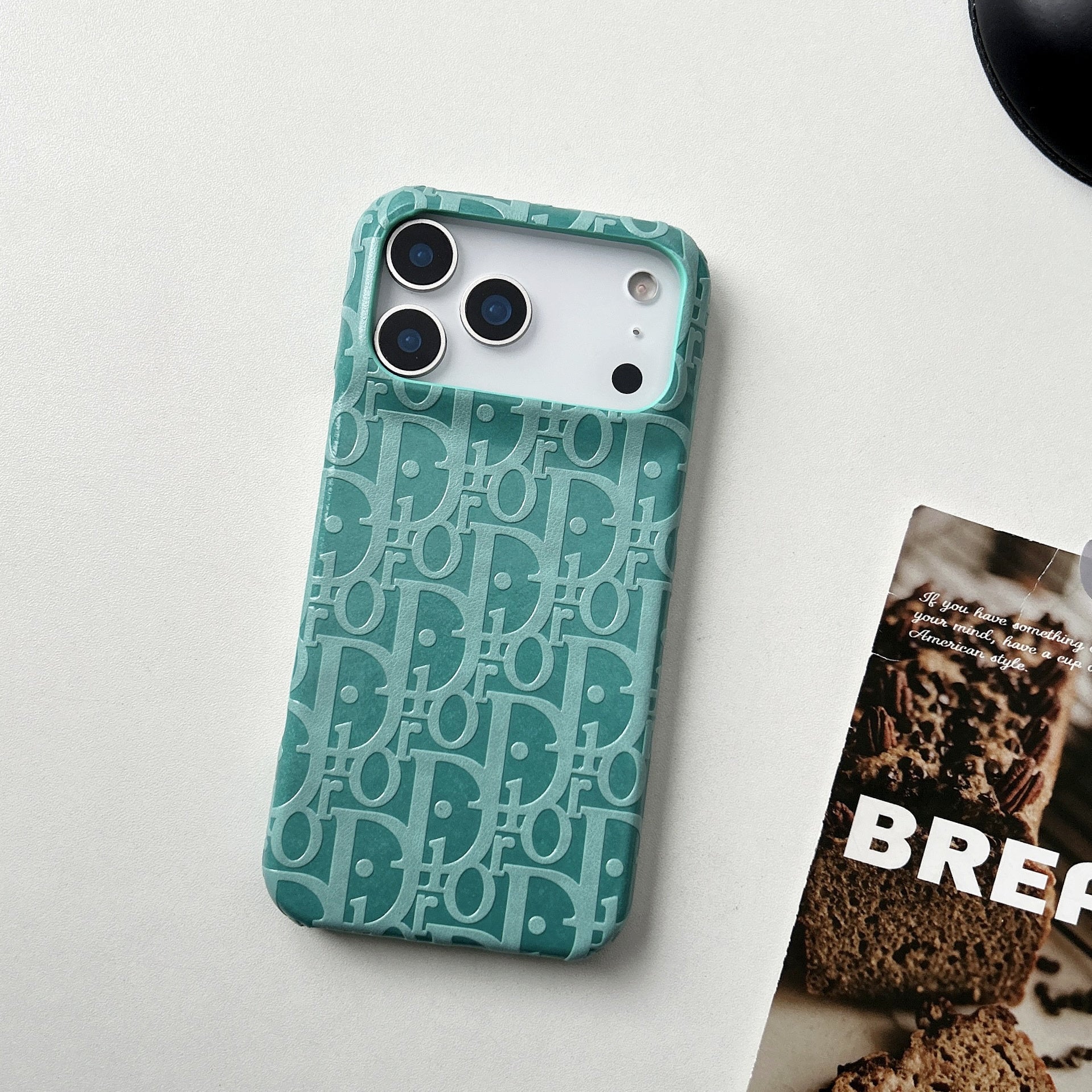 Green Dior luxury phone cover for iPhone 17 Pro Max