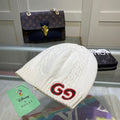 Gucci GG embroidered cable knit wool beanie