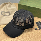 Gucci GG embroidered lace baseball cap black