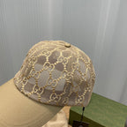 Gucci GG embroidered lace baseball cap khaki