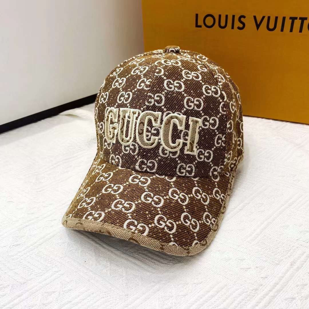 Gucci GG jacquard baseball cap brown