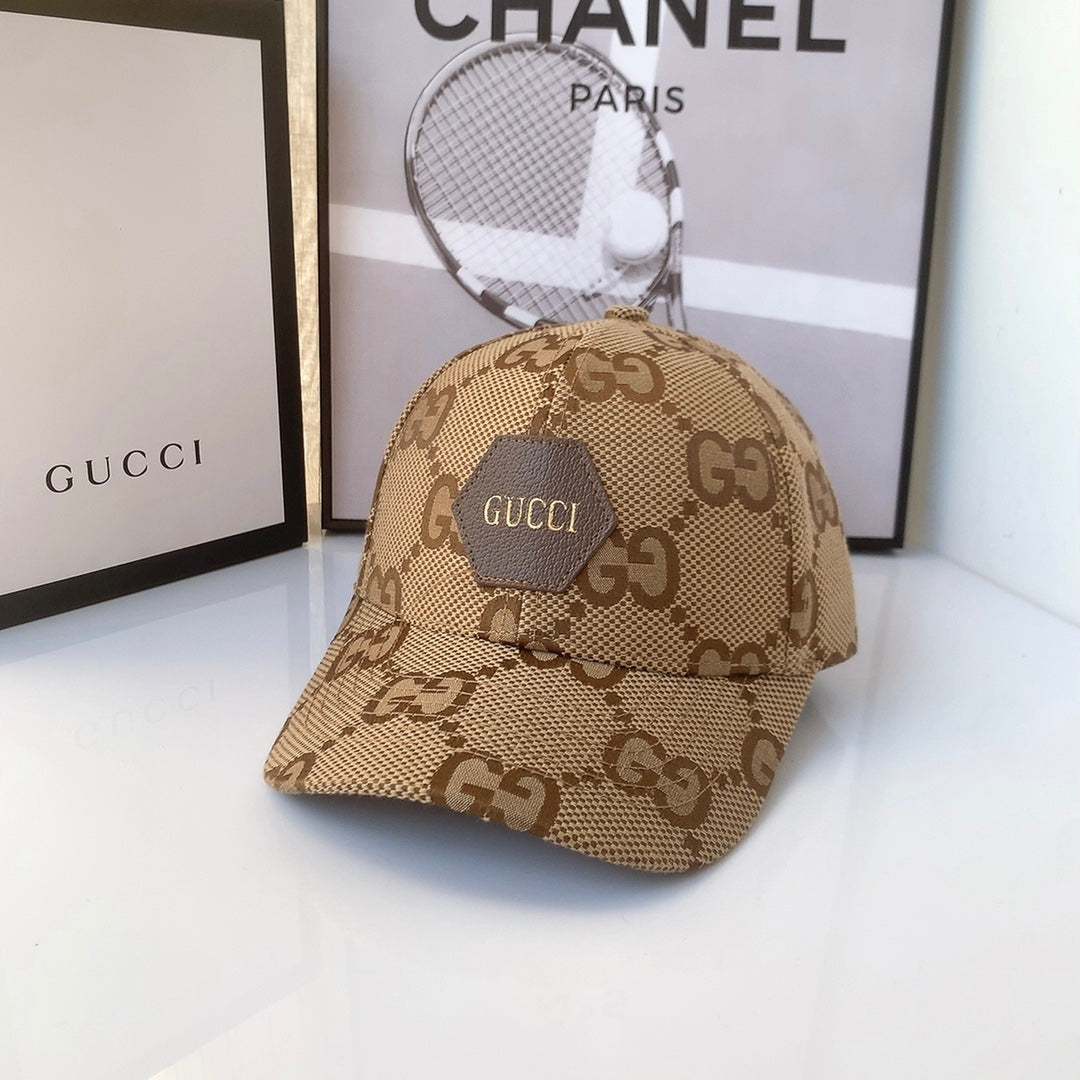 Gucci GG monogram baseball cap khaki front view
