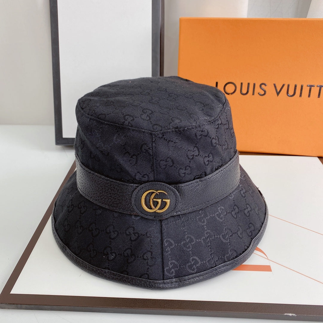 Gucci GG monogram bucket hat black front view