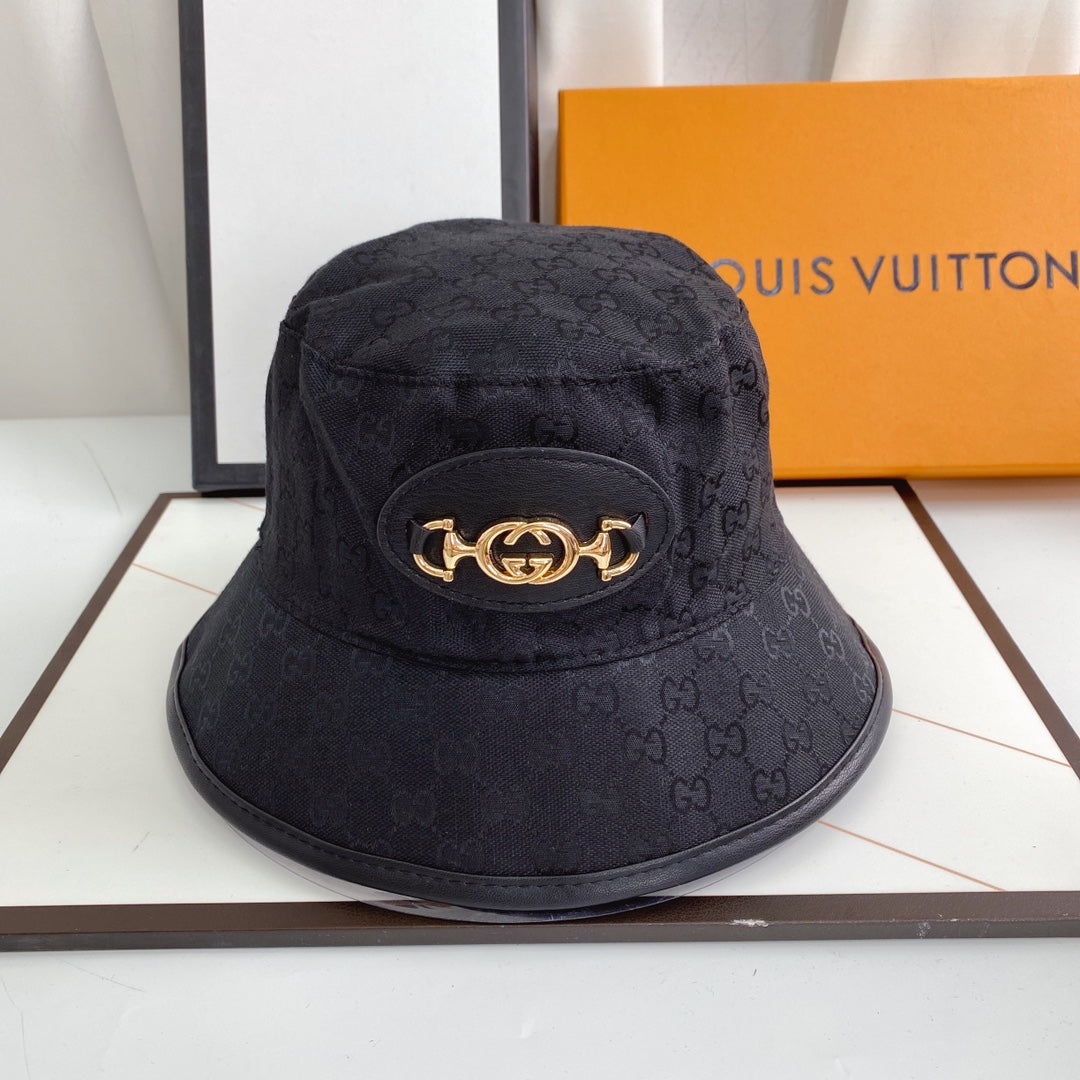 Gucci GG monogram chain bucket hat black
