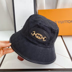 Gucci GG monogram chain bucket hat black