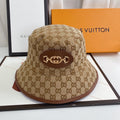 Gucci GG monogram chain bucket hat brown