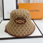Gucci GG monogram chain bucket hat brown