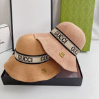 Gucci breathable hemp weave bucket hat detail
