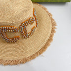 Gucci designer raffia sun hat angled view