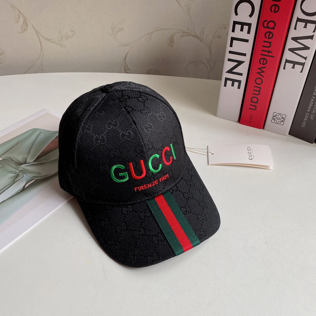 Gucci embroidered baseball cap black front view