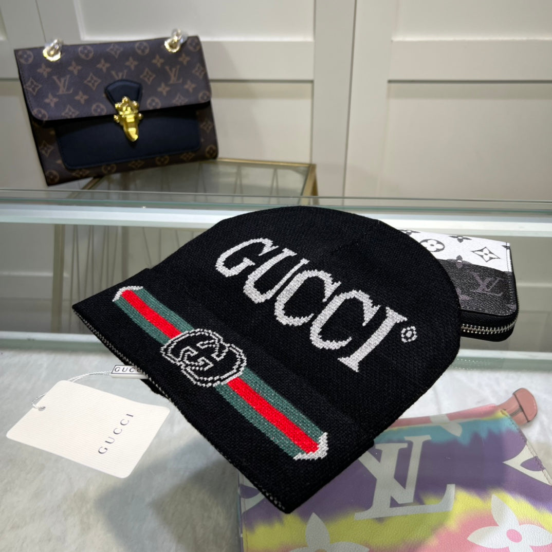 Gucci embroidered knit beanie
