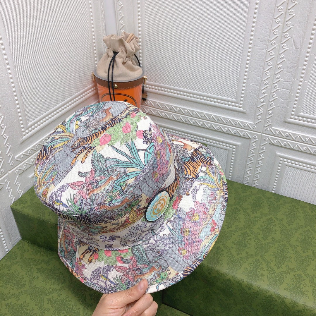 Gucci floral cotton bucket hat side view