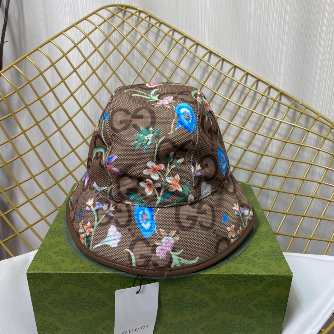 Gucci floral mesh bucket hat front view