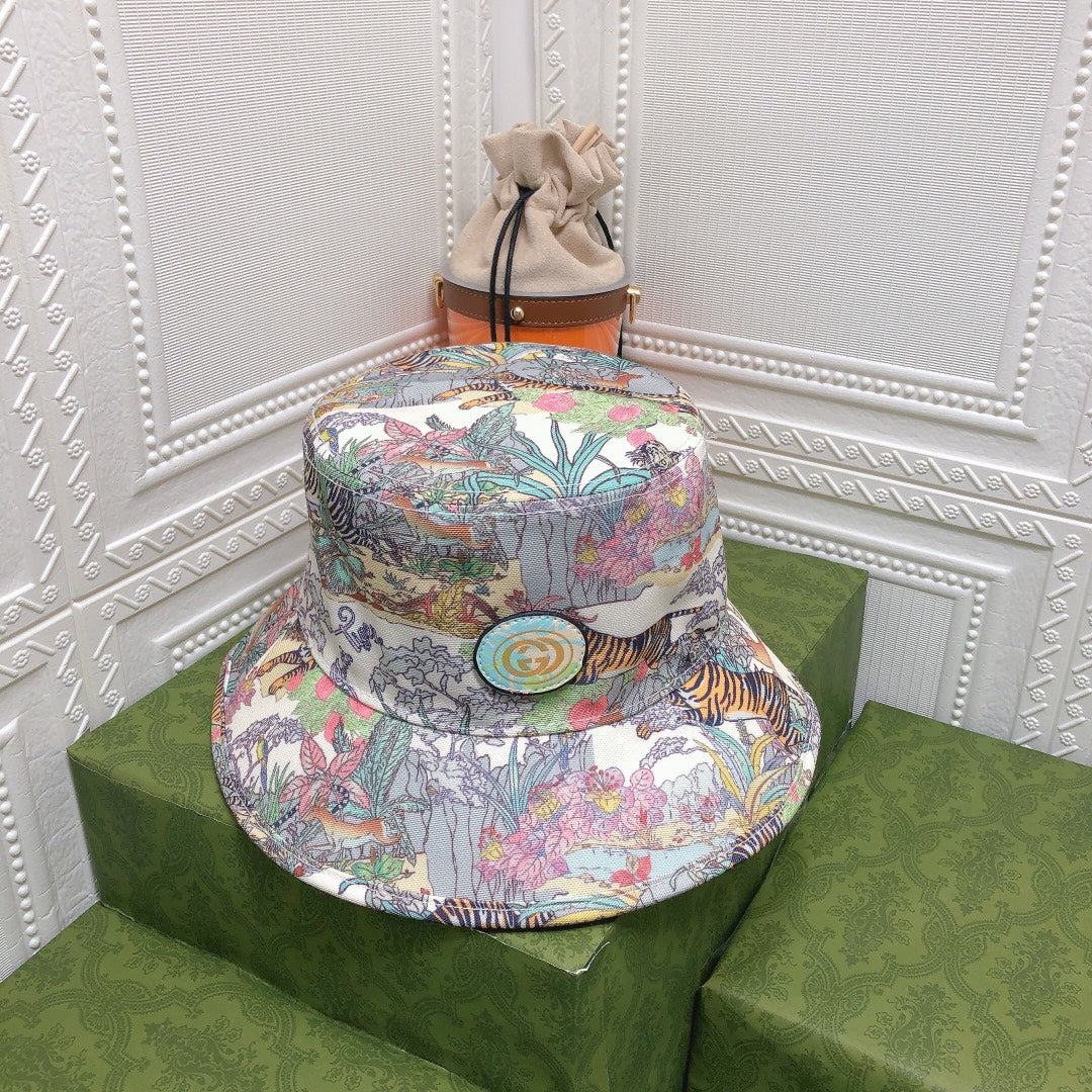 Gucci floral tiger cotton bucket hat front view