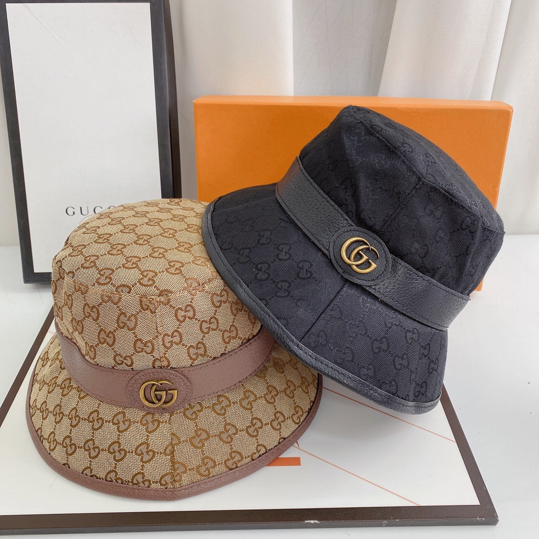Gucci leather trim bucket hat