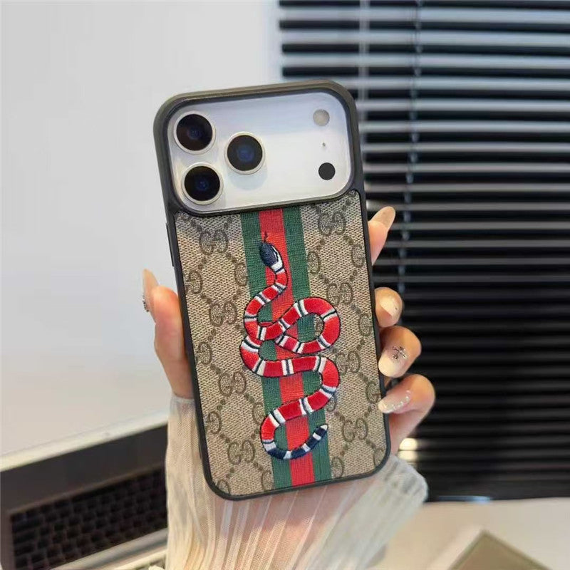 Gucci snake iPhone 17 Pro Max case with signature stripe