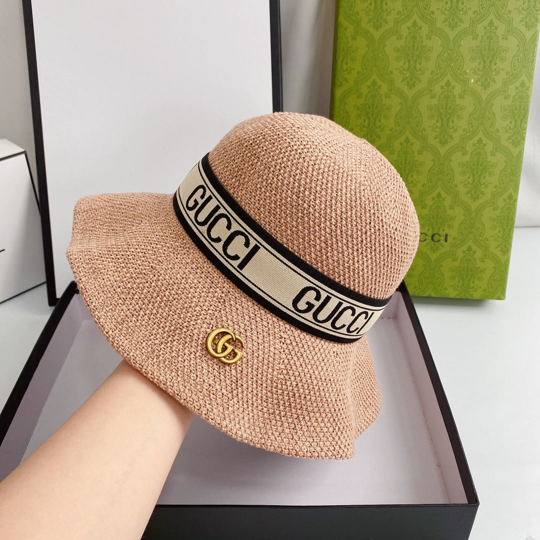 Gucci summer bucket hat blush pink front view